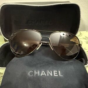 Chanel Black Aviator Sunglasses